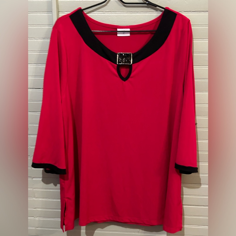 Jaclyn Smith Women's Red/Black Blouse Size 2X